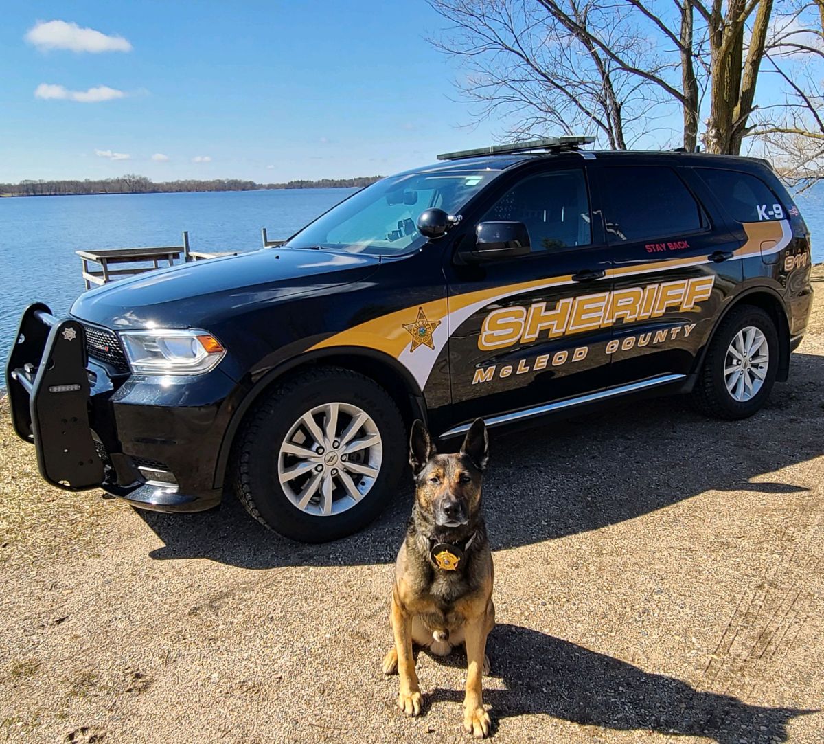 McLeod County Sheriff vehicle and K-9 dog